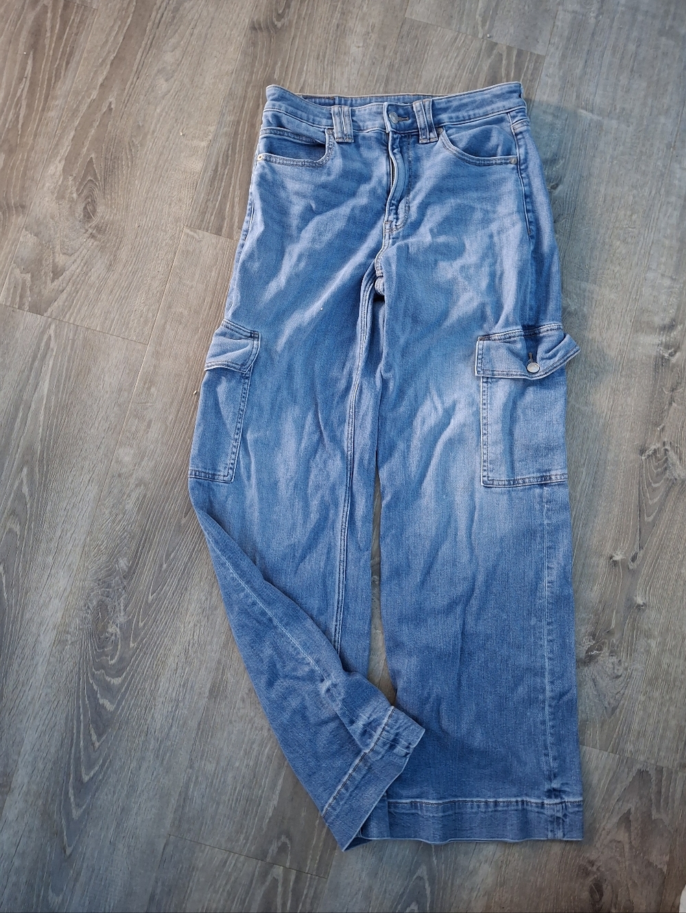 American eagle super high rise Baggy wide leg jeans size 6 cargo denim pants - Picture 2 of 8